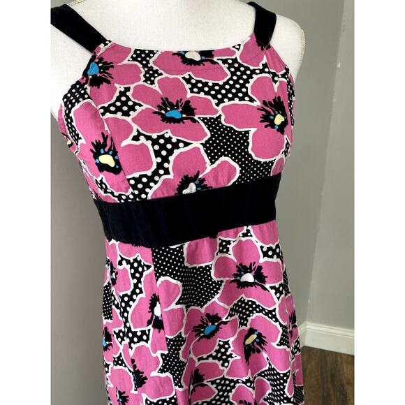 Fuchsia/Black Floral Print Dress Womens Sz S - Picture 2 of 10
